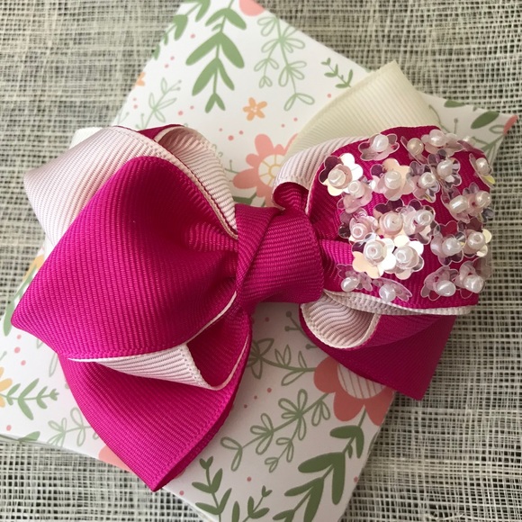 Handmade detailed hair bow clips, hair bow elastic - Picture 3 of 5